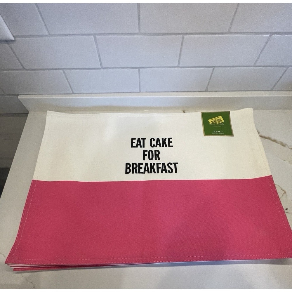 Kate Spade Eat Cake For Breakfast Pink Placemats‎ Set of 5 Cotton 13 x 9 New